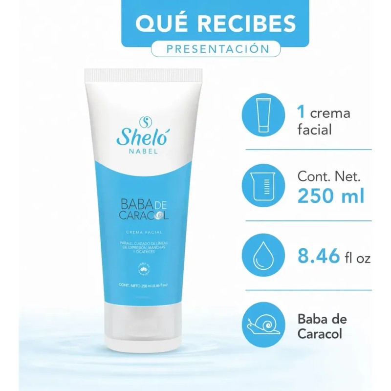 Crema Facial Sheló Nabel Baba de Caracol 250 ml Cuidado