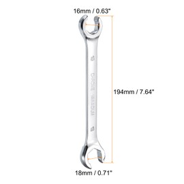 HARFINGTON 2pcs Flare Nut Metric Wrench 16mm x 18mm CR-V Mirror Polished Chrome Plating Metric Wrench for DIY Hand-making Automotive Repairs and Household Maintenance