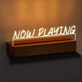 Threehoney Now Playing Vinyl Record Stand Wall Mount Light up LED Vinyl Record Holder Wooden Acrylic Display with Warm White Lights for Albums Music Collection Gift Christmas (Battery Not Included)