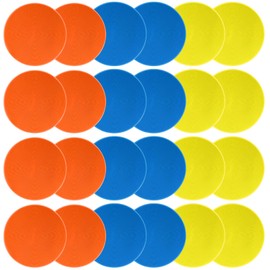 SIFENYU Poly Spot Markers Rubber Floor Dots 9 inch 24 Pcs Flat Cones Non-Slip Agility Markers Poly Spots for Gym Soccer Basketball Sports Speed Agility Training, Classroom Activities, Exercise Drills