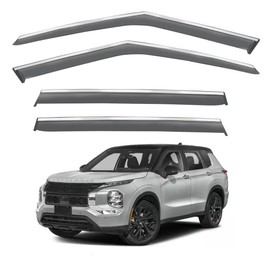 Vesul Compatible with Mitsubishi Outlander 2022 2023 Rain Guard Window Visor Window Wind Deflector Shield Cover Vent Visor with 304 Stainless Steel Trim Outside Mount Type Smoke Black