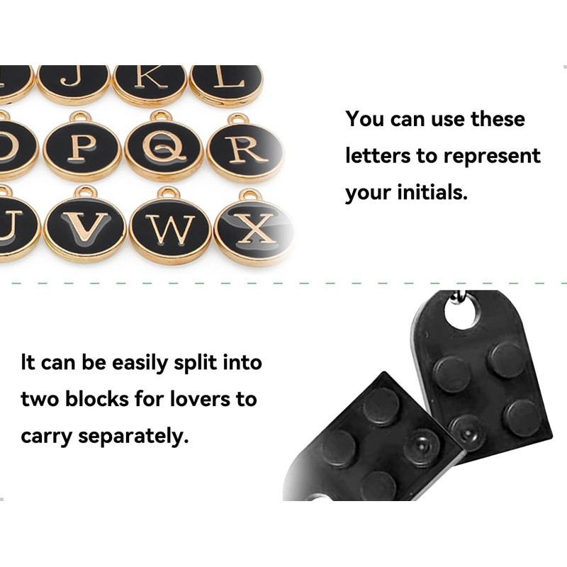 AOYEGIC Liebe Partner Schlüsselanhänger Set,Personalisierter Herz Schlüsselanhänger mit Buchstabe,Ziegelstein passender