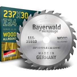 Bayerwald - HM Circular Saw Blade for Wood - Diameter 237 mm x 2.5 mm x 30 mm | Alternating Tooth (24 Teeth / Coarse) | Side Holes: KSS 80 Ec