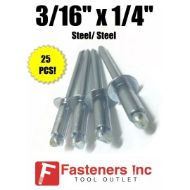Brighton (QTY 25) POP Rivets ALL Steel 6-4 3/16" x 1/4" Grip Range Zinc Plated