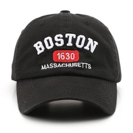 Boston Cap Unisex Baseball Cap Sun Hat Adjustable Trucker Cap (Black)
