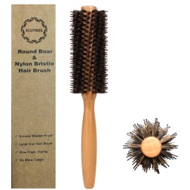 ECOTREES Boar Bristle & Nylon Pin Round Hair Brush for Blow Dry, Styling,...