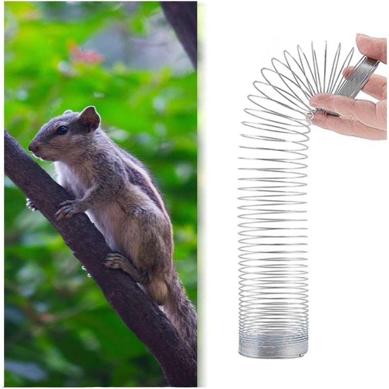 Granmagazz Metal Squirrel Barrier Squirrel Guard, Squirrel Proof Spring Device,Wrap