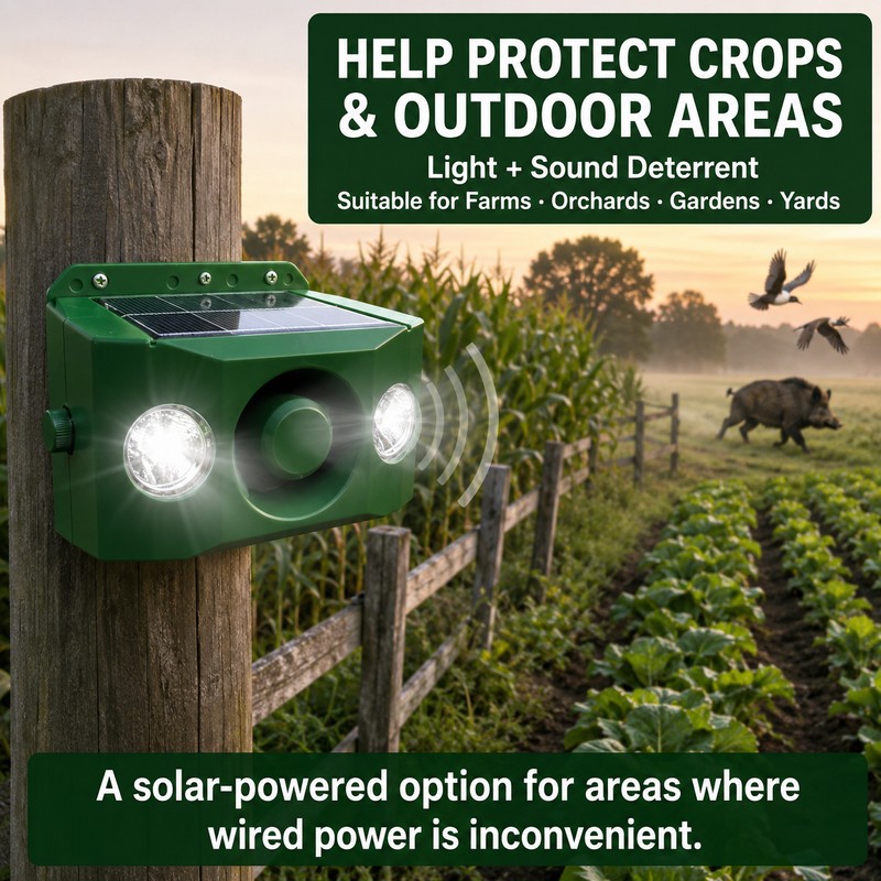 Solar Animal Repellent Alarm for Farm and Garden – Loud