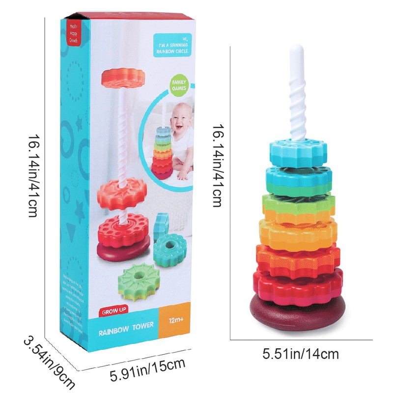 Rotating Stacking Toy for Kids Rainbow Rotating Wheel Toy Fun
