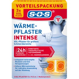 SOS Intense Heat Plasters Extra Strong XXL Heat Plasters Relieves Cramped Muscles + Back Tension Back Pain (Pack of 3) Heat Pads