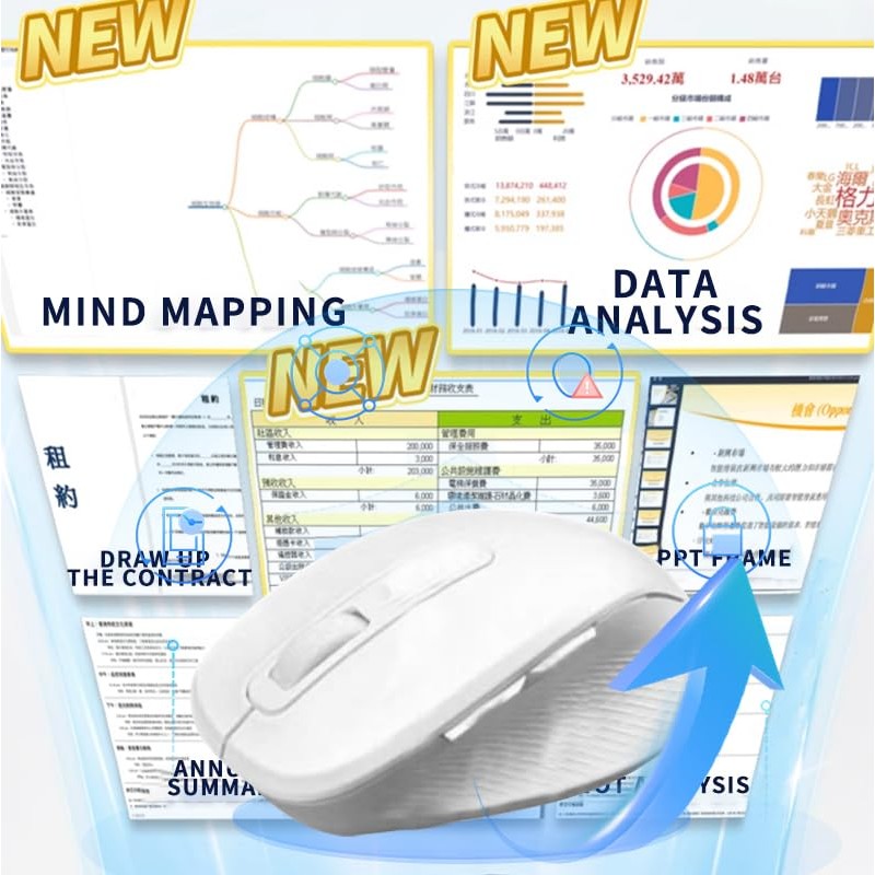 JOMAA Wireless + Bluetooth AI Mouse Smart Voice Mouse Support