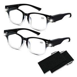 Reading Glasses with Lights Bright LED Readers Lighted Magnifying Glasses Lighted Reading Glasses with Light and Magnifier Blue Light Blocking Magnifying Eyeglasses for Reading Lighted Eye Glasses+200