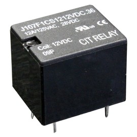 CIT Relay & Switch, Power Relay, PC Board12 VDC, 1C SPDT12 Amps, Single Side Stable - J107F1CS1212VDC.36 (1 Item)