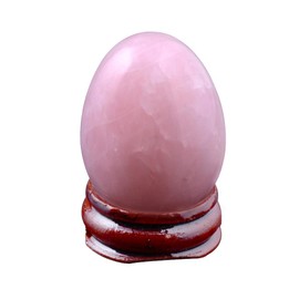 Rose Quartz 40x30mm Eggs with Wood Stand Stone Carved Natural Gemstone Bell Chakra Healing Crystal Reiki Crafts