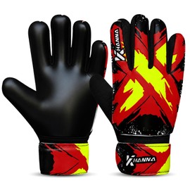khanna Football Goalkeeper Gloves for Boys, Kids & Youth - Soccer Goalie Training Gloves with 4mm Latex Super Grip Palm, Breathable Mesh, Finger Protection & Double Wrist Support