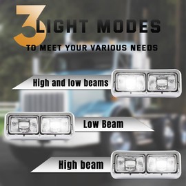 Sterlix Pair Headlights for Peterbilt 379 Kenworth W900 T800 T600 C500 Headlights Assembly Replacement Kenworth W900 T800 T600 C500 Peterbilt 379 Headlamp Set Driver Left and Passenger Right Side