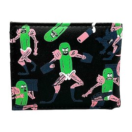 Rick and Morty Pickle Rick PU Faux Leather Bifold Wallet Adult Swim, black, one size, Casual