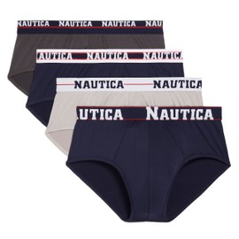 Nautica Men's 4 Pack Limited Edition Micro Stretch Briefs, Charcoal/2 Peacoat/Alloy-Assorted WB