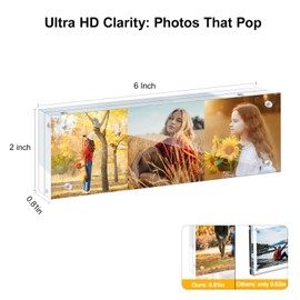 3 Pack 2x6 Acrylic Picture Frames - 20% Thicker Double Sided Magnetic Frame with UV Protection - Freestanding Clear Frameless Display for Tabletops - Modern Photo Frame Set for Home & Office Decor