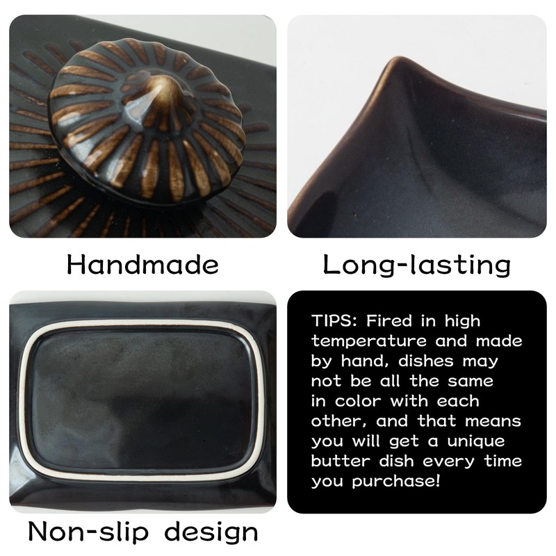 Dormercy Butter Dish with Lid for Countertop, Large Ceramics Butter