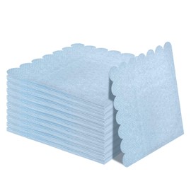 50 Pieces 3-ply Light Blue Napkins Disposable Folded 5 x 5 Inches Scalloped Cocktail Napkins Paper Napkins for Dinner Wedding Birthday Party Dessert Napkins