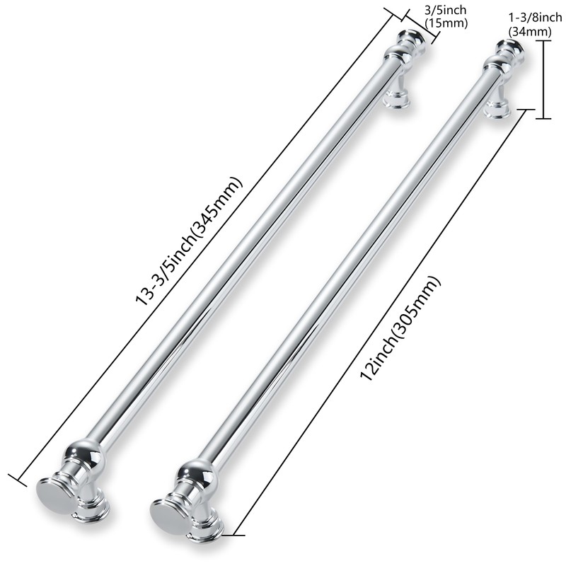 CABDM 2 Pack 12 Inch Hole Center Polished Chrome Cabinet