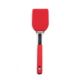 RSVP International Kitchen Tool Collection Flexible Nylon Spatula, Stainless Steel Handle, 12x2.75, Red