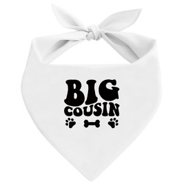 Big Cousin Baby Announcement Dog Bandana, White Pet Dog Scarf Accessories, Pregnancy Announcement Baby Reveal, Pet Dogs Triangle Scarf, Pets Bandana for Small Medium Dogs