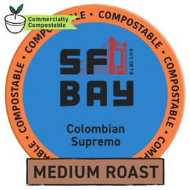 SF Bay Coffee Colombian Supremo 120 Ct Medium Roast Compostable Coffee Pods, K Cup Compatible including Keurig 2.0