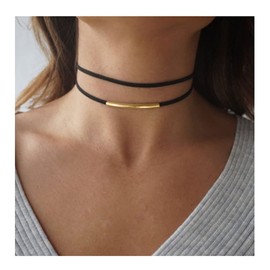 Shegirl Black Collar Necklace Velvet Choker Necklaces Fashion Punk Jewelry for Women (Gold)