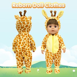 Baby Doll Clothes for 14-18 Inch Doll, Doll Clothes Outfits with Hhanger Socks, Yellow Giraffe Outfits Hooded Jumpsui for 35-45 cm New Born Baby Dolls Girls Birthday