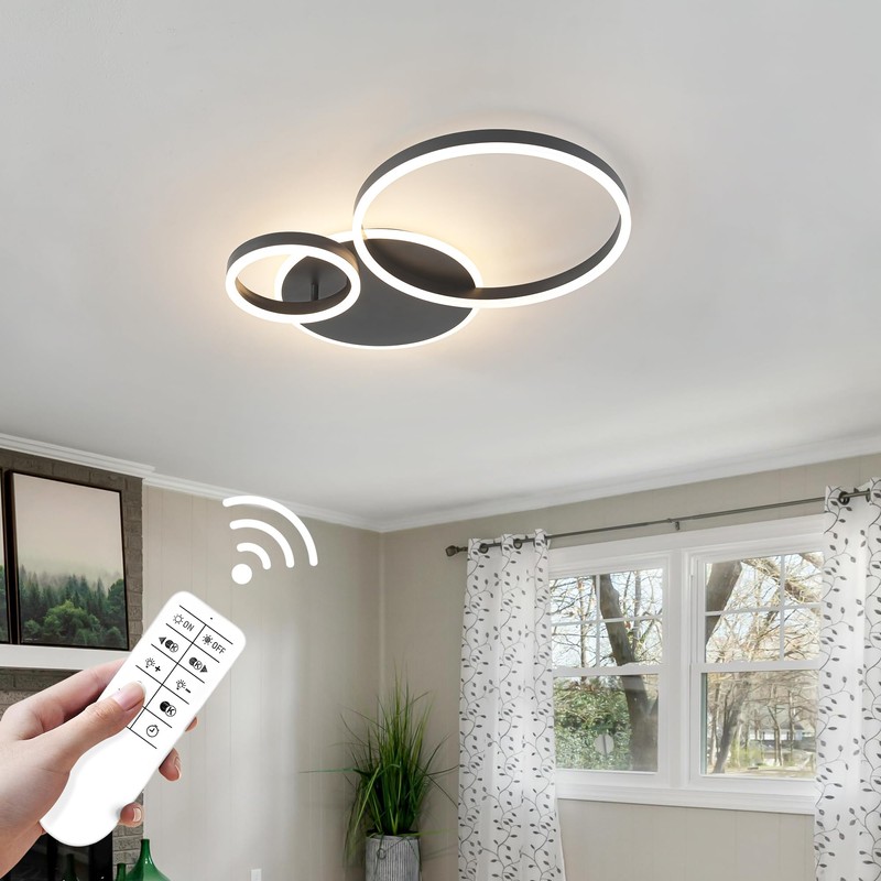 O'NEELDY Modern Dimmable LED Flush Mount Ceiling Light Remote Control