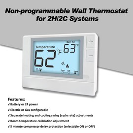 Multi Stage Thermostat for Home Cooling and Heating, 2 Heat/2 Cool, Super Clear Large Display, White Backlit