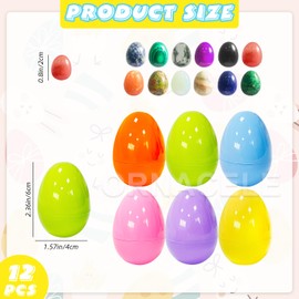 ORNACELE 12PCS Easter Eggs with Crystal Gem Egg Shape Stones for Easter Theme Party Favors, Supplies for Egg Hunt, Basket Stuffers/Fillers, Classroom Prize Supplies Toddler Boys Girls