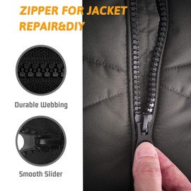 DOITEM Zip, Pack of 5 Zips, Plastic Teeth, 5 mm, Medium Coarse, Separable for Jackets (Black, 75 cm)