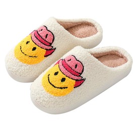 Qobanu Cowgirl & Cowboy Face Slippers - Happy, Preppy, Fluffy House & Indoor/Outdoor Plush Shoes (Men & Women, XLMazi, 36/37)
