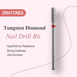 ZIRATONES Cuticle Nail Drill Bit, Pro Diamond Cuticle Bits for Nails Nail Buffer Bit Nail Trimer, Under Nail Cleaner Cuticle Remover Nail Prepare for Nail Salon Manicure(Cylindrical Shape-Fine)