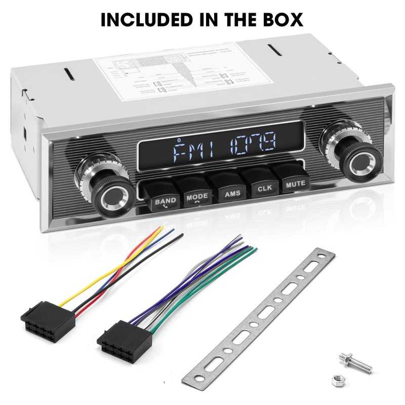 Retro Vintage Radio for Classic Vehicle - Single Din Bluetooth