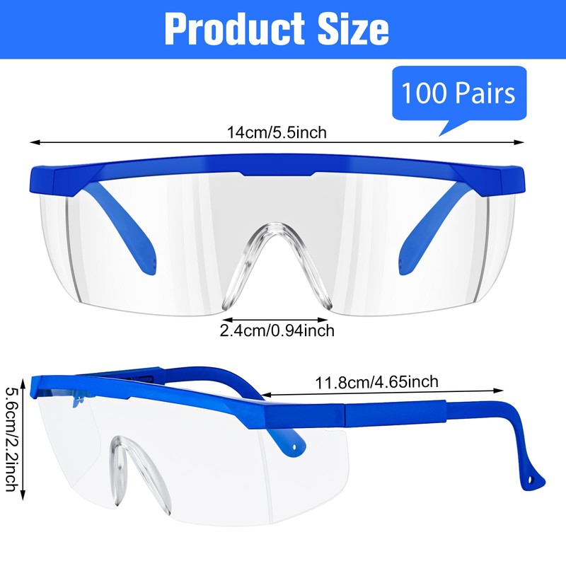 Copkim 100 Pairs Safety Goggles Bulk Protective Glasses for Shooting