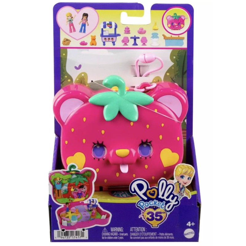 Polly Pocket Straw-beary Patch Compact Dolls and Playset Toy New