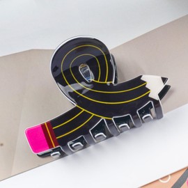 Pencil Hair Claw Clips Teacher Hair Clips Back to School Hair Claw Clip for Women Teacher Funny Acetate Hair Jaw Barrettes Hair Accessories for Teachers Appreaction Present(Black)