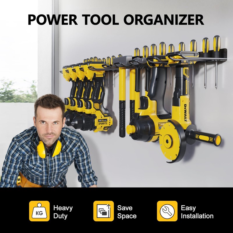 RacKeaLsi 2 Pack Drill Holder, Power Tool Organizer Wall Mount,