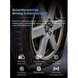 B-Qtech Tire Pressure Monitoring System, TPMS with 6 Tire External Sensors Digital LCD Display, CLA Charger RV TPMS 5 Alarm Modes for Trailer Tow Motorhome, Tire Pressure Temperature Real Time Monitor