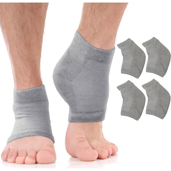 Moisturizing Socks for Cracked Heels - Fast Cracked Heel Repair. Dry Rough Heel Treatment - Toeless Gel Heel Socks Infused with Aloe Moisturier Lotion (Large 2 Pairs)