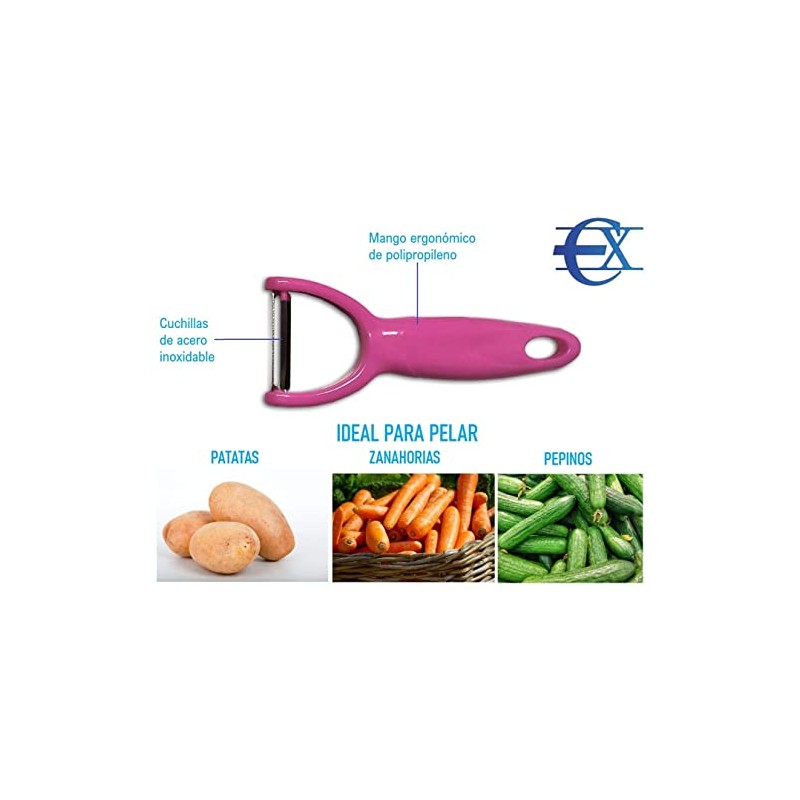Peeler, Potato Peeler with Stainless Steel Blades, Hand Peeler, Pink