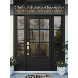 EHOMEWARE Front Door Handle with Deadbolt Set, 1 Pack Keyed Entry Door Lock, Single Deadbolt Door Knob for Exterior Door, Satin Brass Finish, Reversible for Left/Right Doors