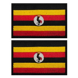 EmWoot 2PCS Africa Uganda Flag Patch Embroidered Morale Patch Military Tactical Patches Hook and Loop Applique Fastener