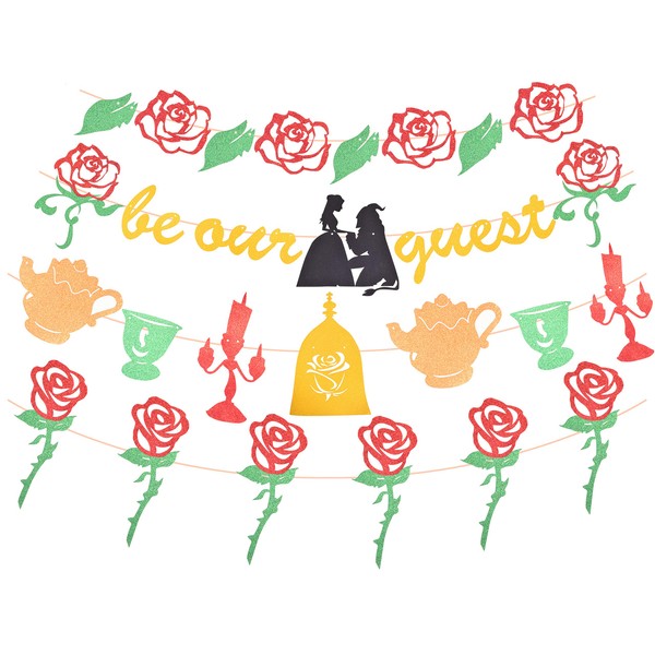 Beauty and the Beast Inspired Be Our Guest Banner Decorations, Reception Banner Bachelorete Party Engagement Party Decorations, Christmas Gifts,Party Supplies for Birthday, Theme Parties, for Bridal Shower, Wedding