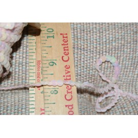 Unbranded Faceted Sequins Trim 5 cm Creamy White with Pink Blush 5 Yards Sewing Craft