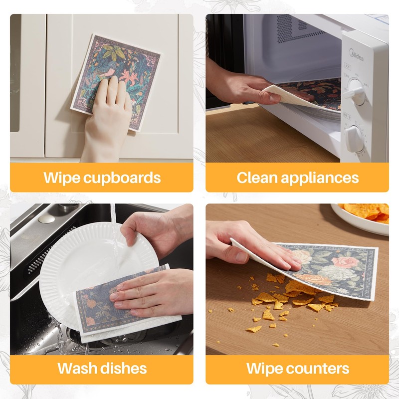 JOYMOOP 6 Pack Dishcloths for Kitchen, Reusable Paper Towels Washable,